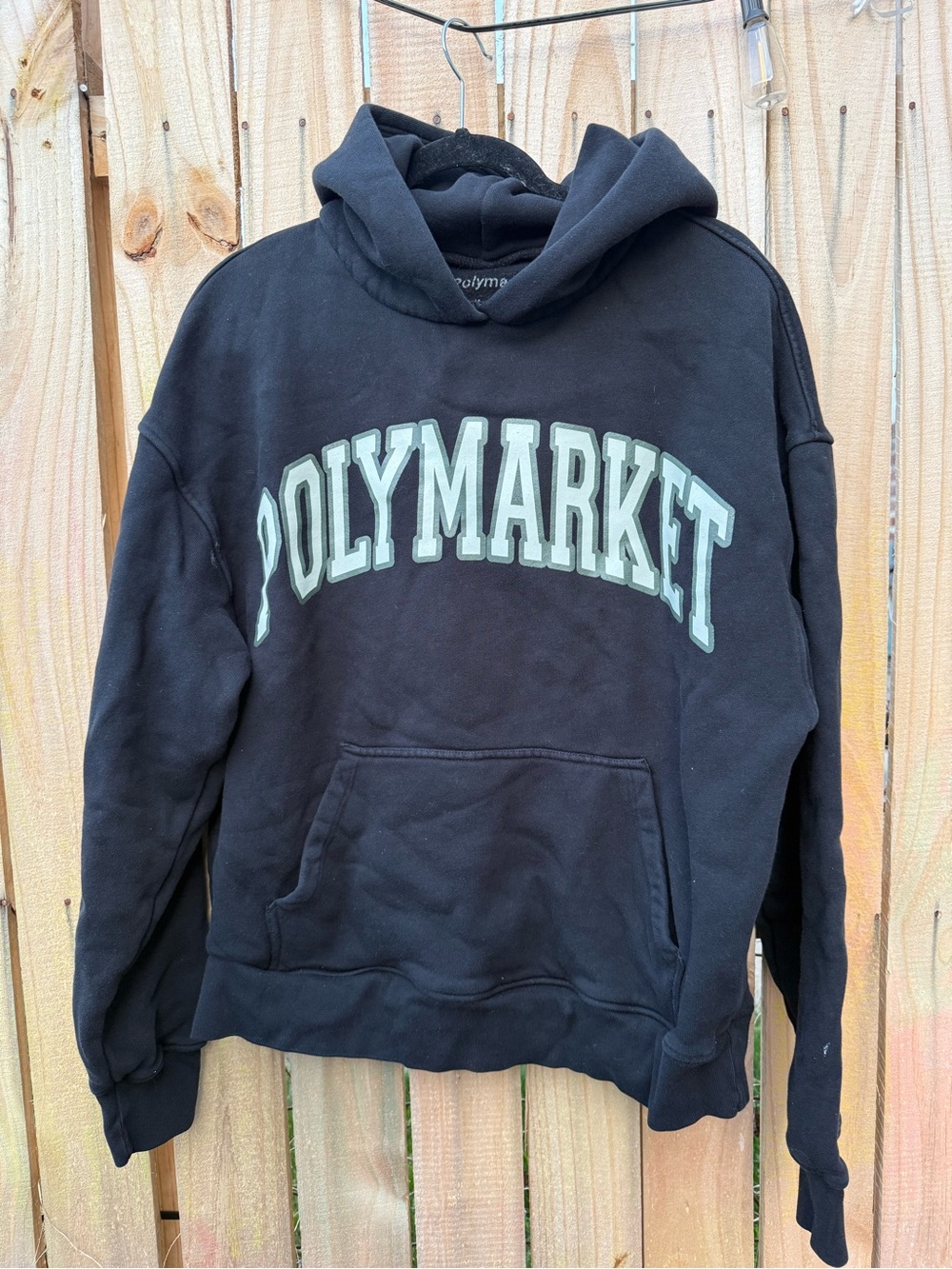 Marker Black Hoodie with Mint Green POLYMARKET Chest Logo